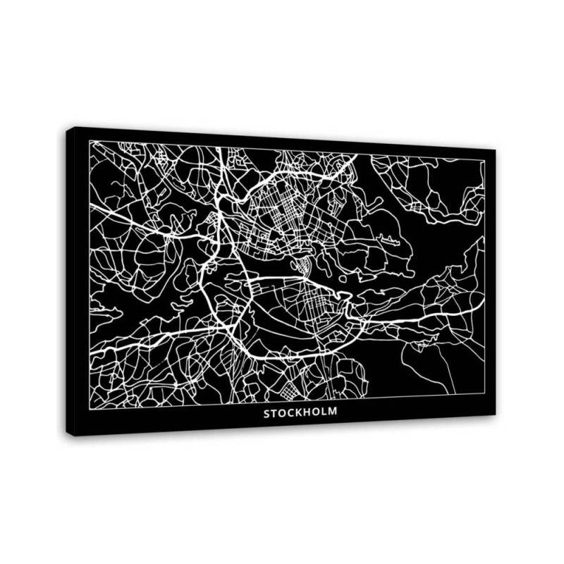 Dekoratives Leinwandbild - Stockholm - Stadtplan | Feeby