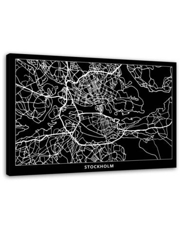Dekoratives Leinwandbild - Stockholm - Stadtplan | Feeby
