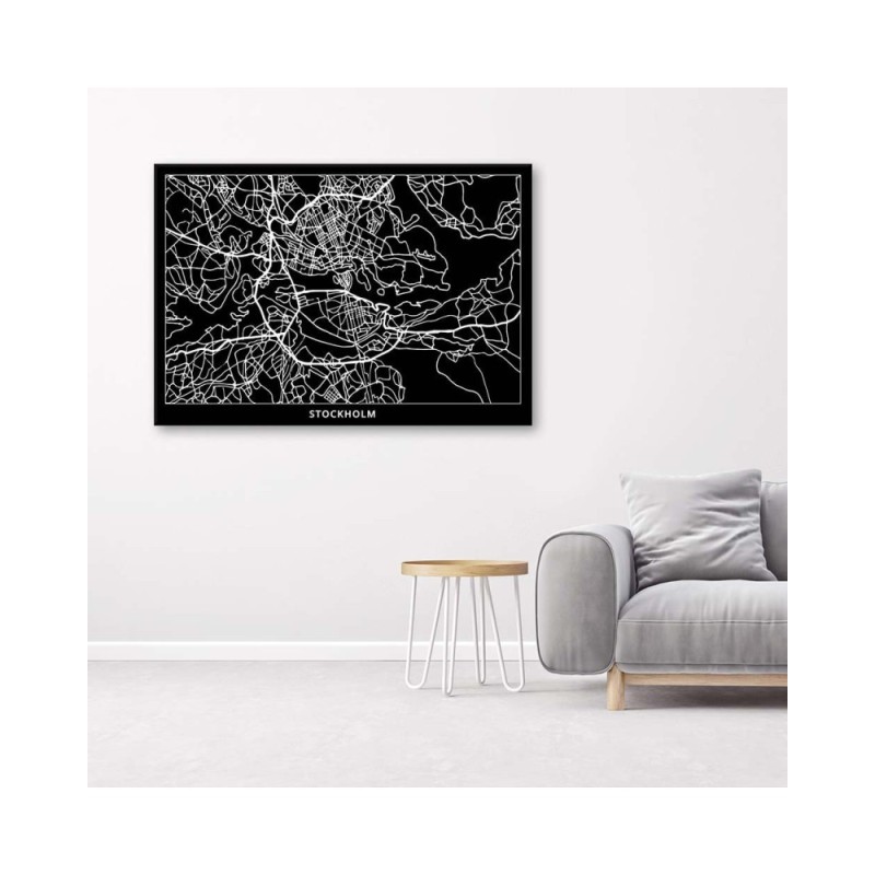 Dekoratives Leinwandbild - Stockholm - Stadtplan | Feeby