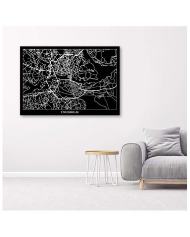 Dekoratives Leinwandbild - Stockholm - Stadtplan | Feeby