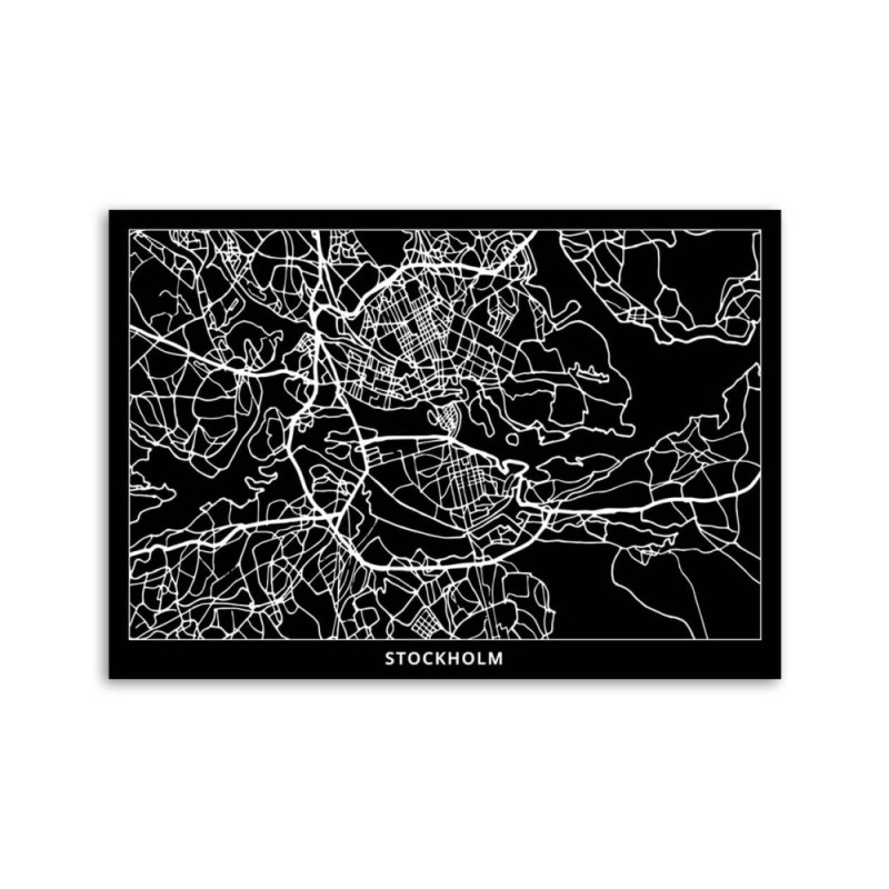 Dekoratives Leinwandbild - Stockholm - Stadtplan | Feeby