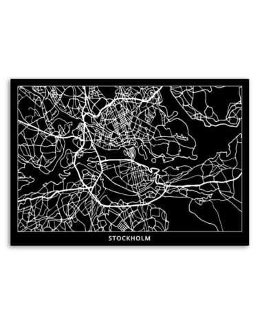 Dekoratives Leinwandbild - Stockholm - Stadtplan | Feeby