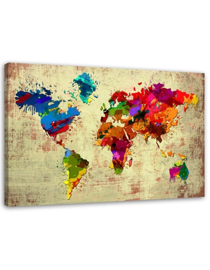 Leinwandbild - Farbige Weltkarte | Feeby
