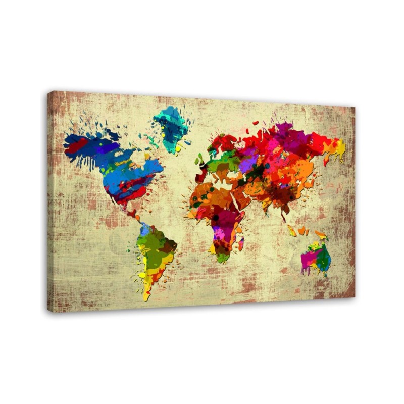 Leinwandbild - Farbige Weltkarte | Feeby