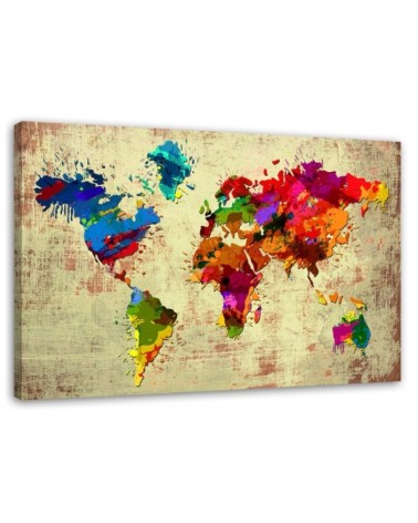 Colourful vintage world map - Canvas prints for the office | FEEBY
