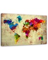 Colourful vintage world map - Canvas prints for the office | FEEBY