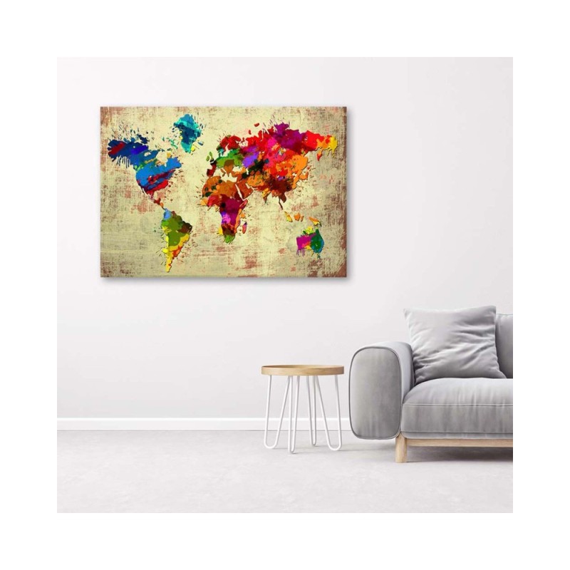 Leinwandbild - Farbige Weltkarte | Feeby