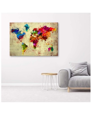 Leinwandbild - Farbige Weltkarte | Feeby
