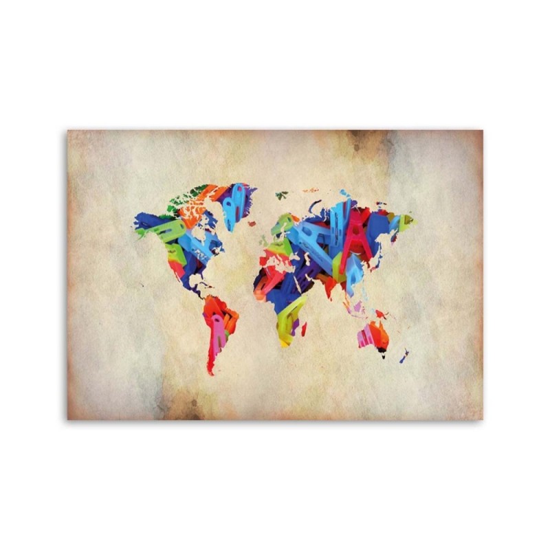 Dekoratives Leinwandbild - Weltkarte bunter Wahnsinn | Feeby