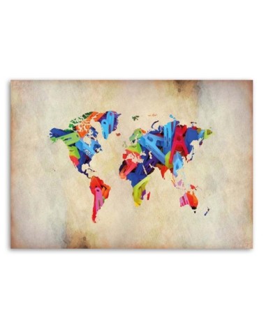 Dekoratives Leinwandbild - Weltkarte bunter Wahnsinn | Feeby