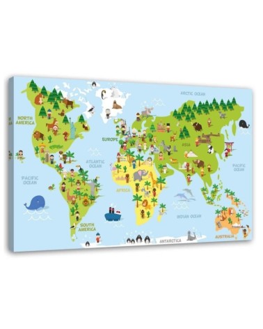 Canvas prints for children - Educational World map | FEEBY