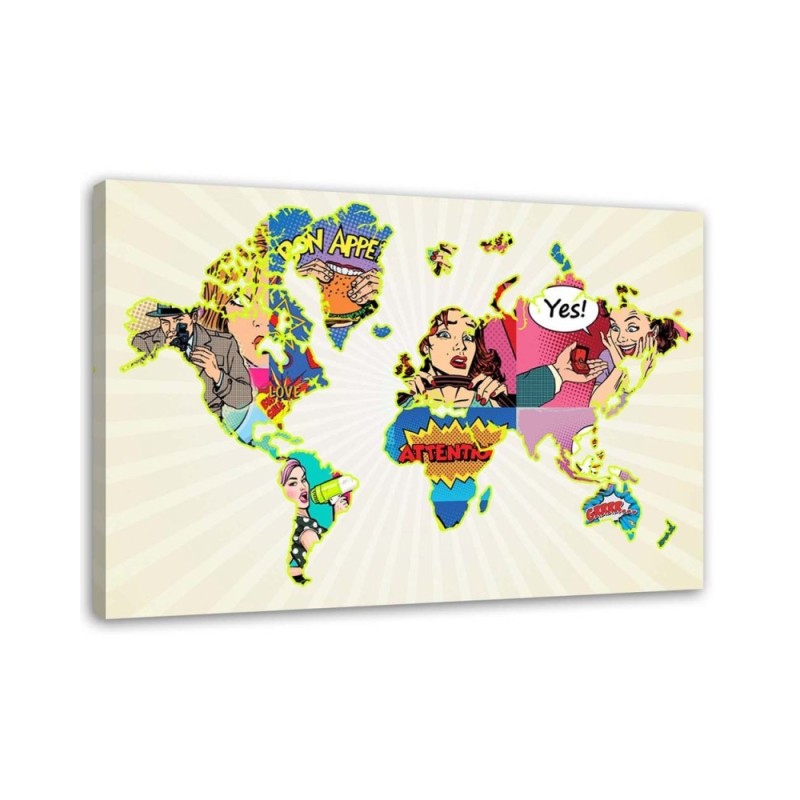 Canvas prints on canvas - Map of the world Pop Art | FEEBY