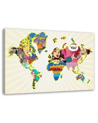 Bild auf Leinwand - Pop Art Weltkarte | Feeby