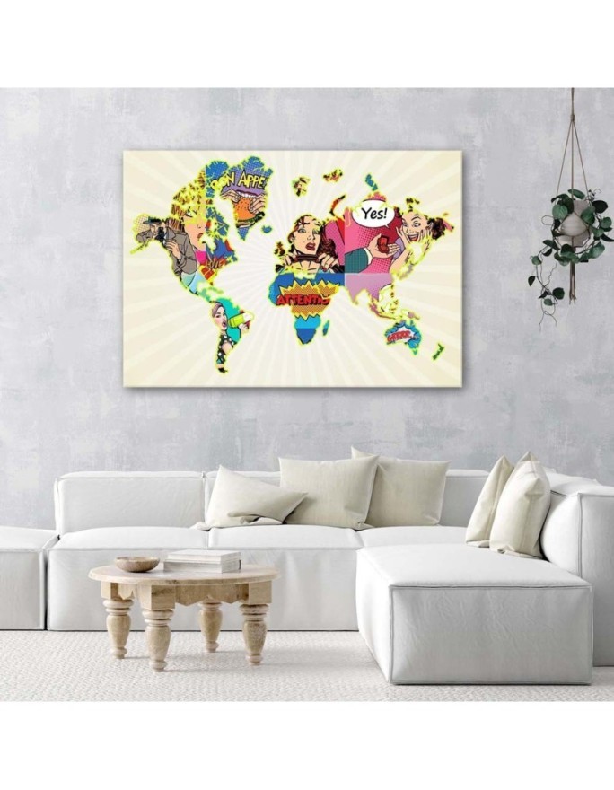 Obraz na płótnie - Mapa świata Pop Art | FEEBY