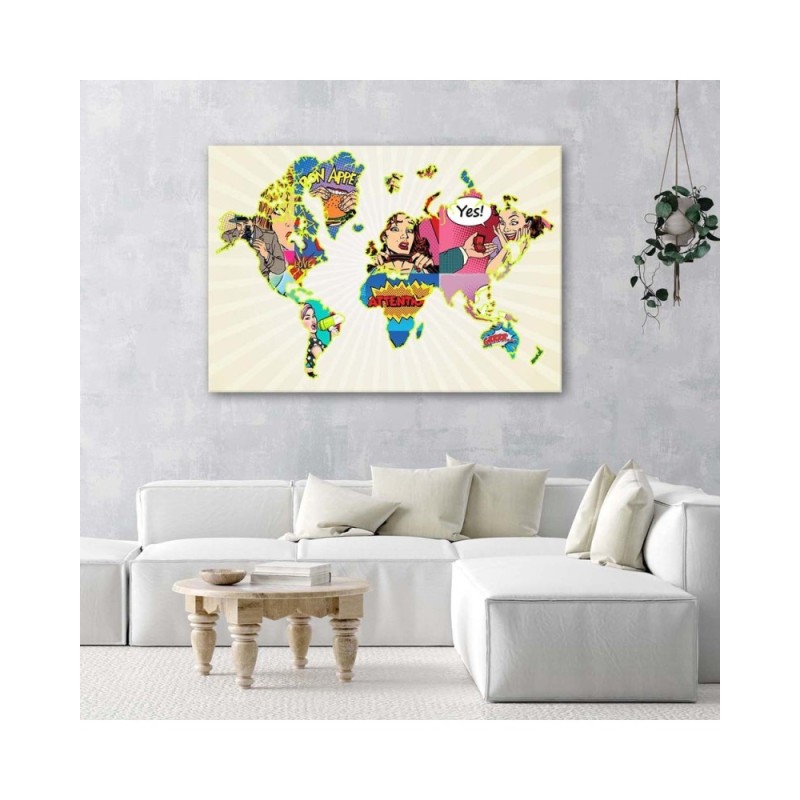Bild auf Leinwand - Pop Art Weltkarte | Feeby