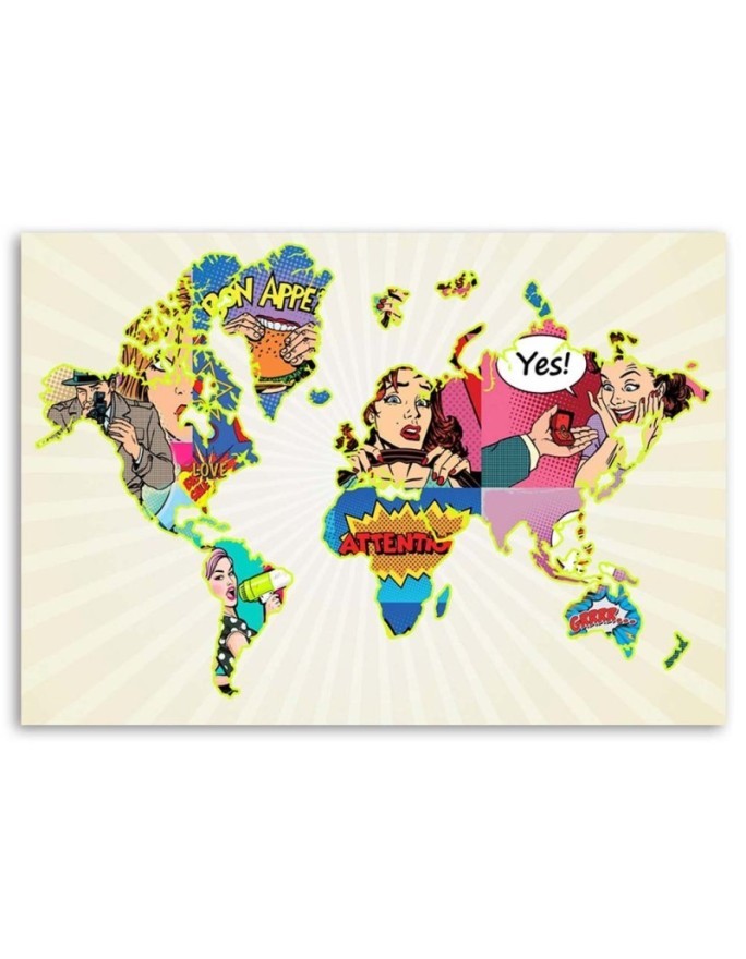 Canvas prints on canvas - Map of the world Pop Art | FEEBY
