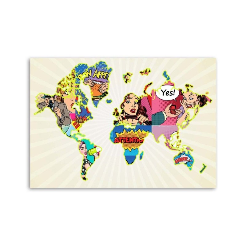 Bild auf Leinwand - Pop Art Weltkarte | Feeby