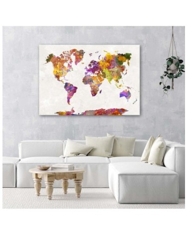 Leinwandbild - Weltkarte mit Aquarellflecken | Feeby