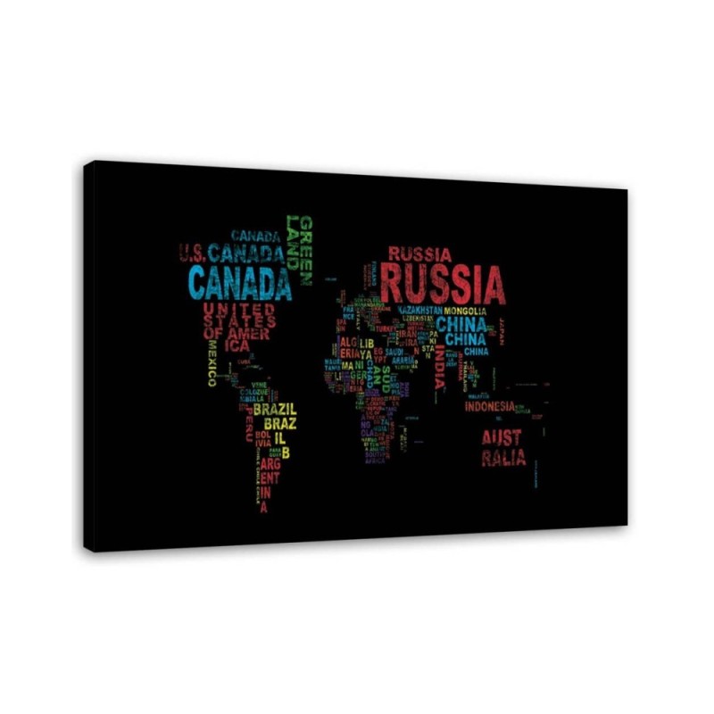 Leinwandbild - Weltkarte mit den Namen der Länder | Feeby