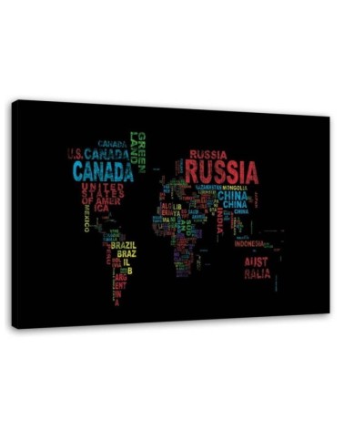 Leinwandbild - Weltkarte mit den Namen der Länder | Feeby