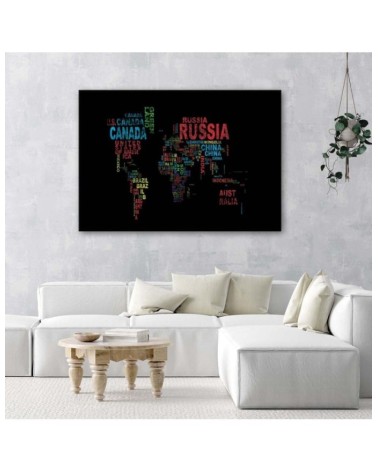 Leinwandbild - Weltkarte mit den Namen der Länder | Feeby