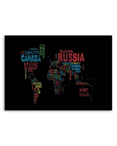 Leinwandbild - Weltkarte mit den Namen der Länder | Feeby