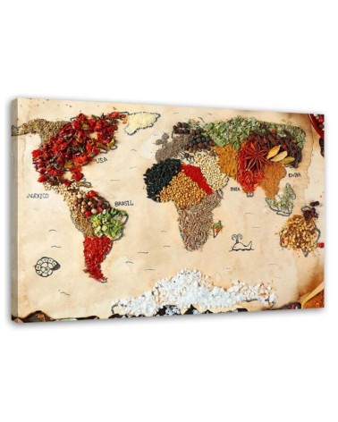 Modernes Wandbild - Weltkarte aus Gewürzen | Feeby