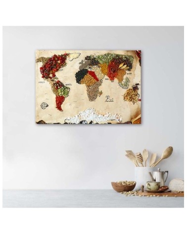 Modernes Wandbild - Weltkarte aus Gewürzen | Feeby
