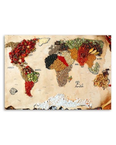 Modernes Wandbild - Weltkarte aus Gewürzen | Feeby