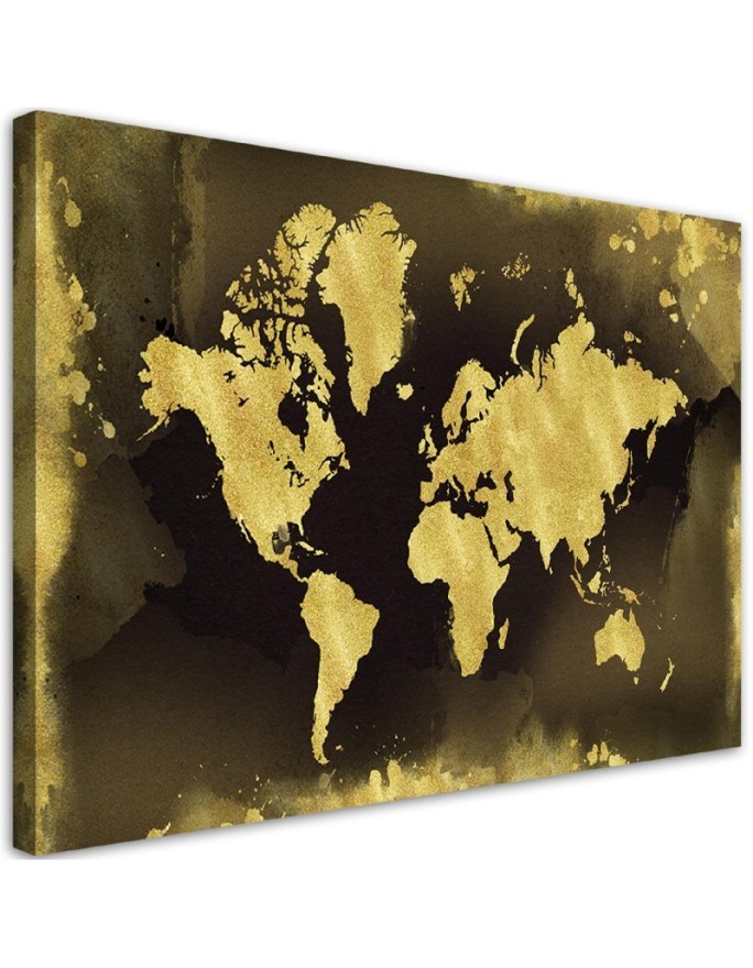 Canvas prints for the office - Golden vintage world map | FEEBY