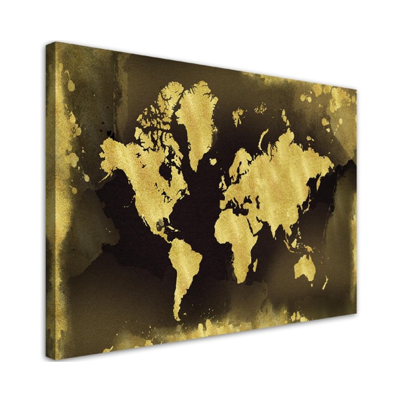 Bild auf Leinwand - Goldene Weltkarte Vintage | Feeby