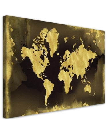 Bild auf Leinwand - Goldene Weltkarte Vintage | Feeby