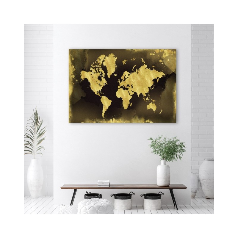 Bild auf Leinwand - Goldene Weltkarte Vintage | Feeby