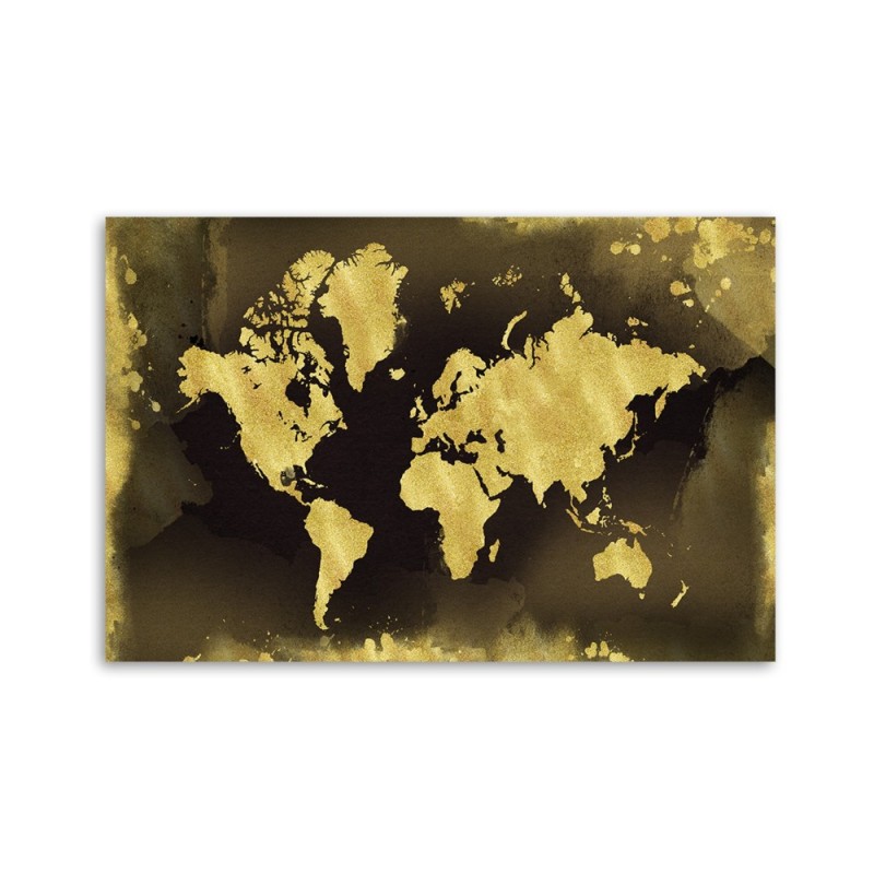Bild auf Leinwand - Goldene Weltkarte Vintage | Feeby