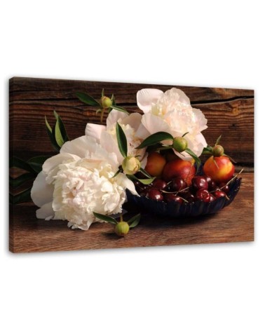Leinwanddruck - Früchte und weiße Blüten | Feeby