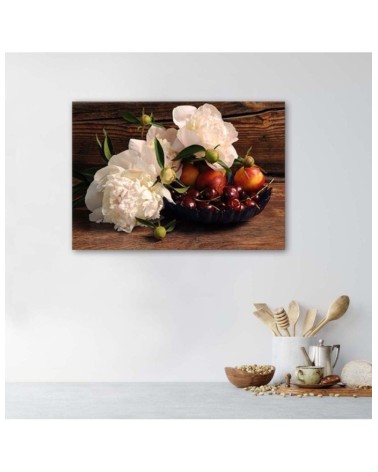 Leinwanddruck - Früchte und weiße Blüten | Feeby