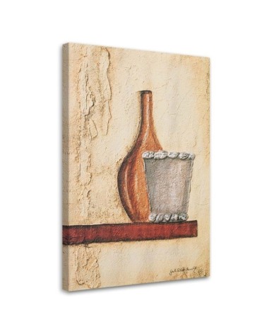 Leinwandbild - Tonkrug auf einem Holzregal | Feeby