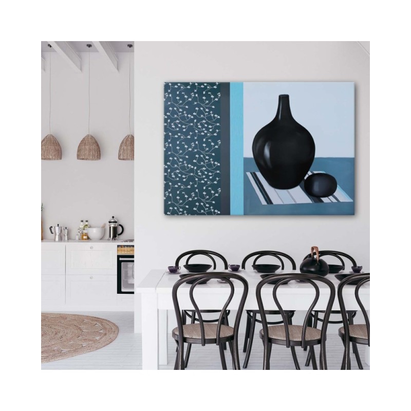 Leinwandbild - Zwei Krüge auf einer bunten Serviette | Feeby