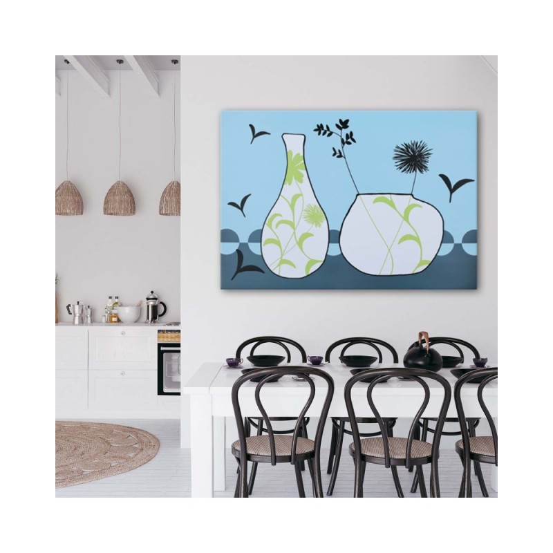 Leinwandbild - Blumen in einer Vase - abstrakt | Feeby