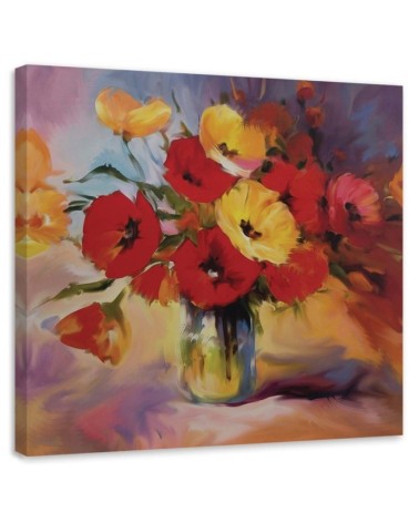 Leinwandbild modern - Mohnblumenstrauß in einer Vase | Feeby