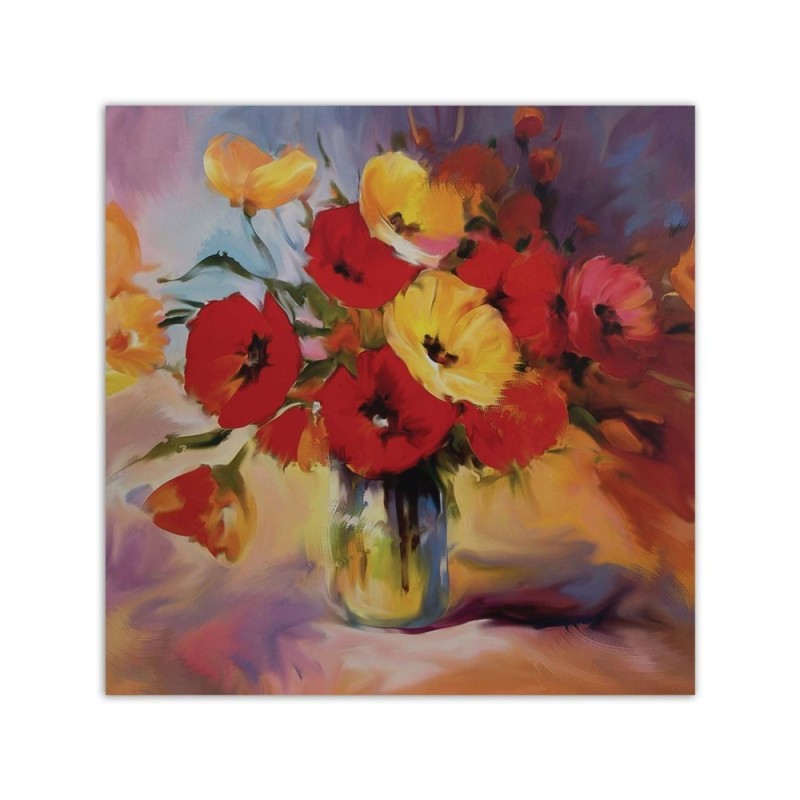 Leinwandbild modern - Mohnblumenstrauß in einer Vase | Feeby