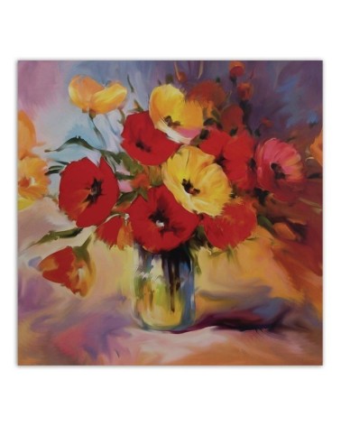 Leinwandbild modern - Mohnblumenstrauß in einer Vase | Feeby