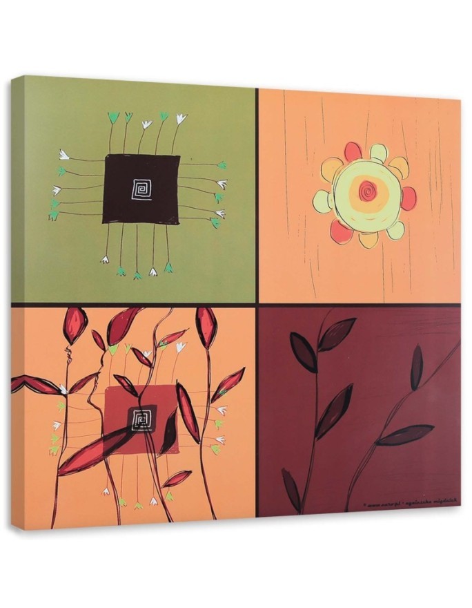 Leinwandbild modern - Collage aus bunten Blumen | Feeby