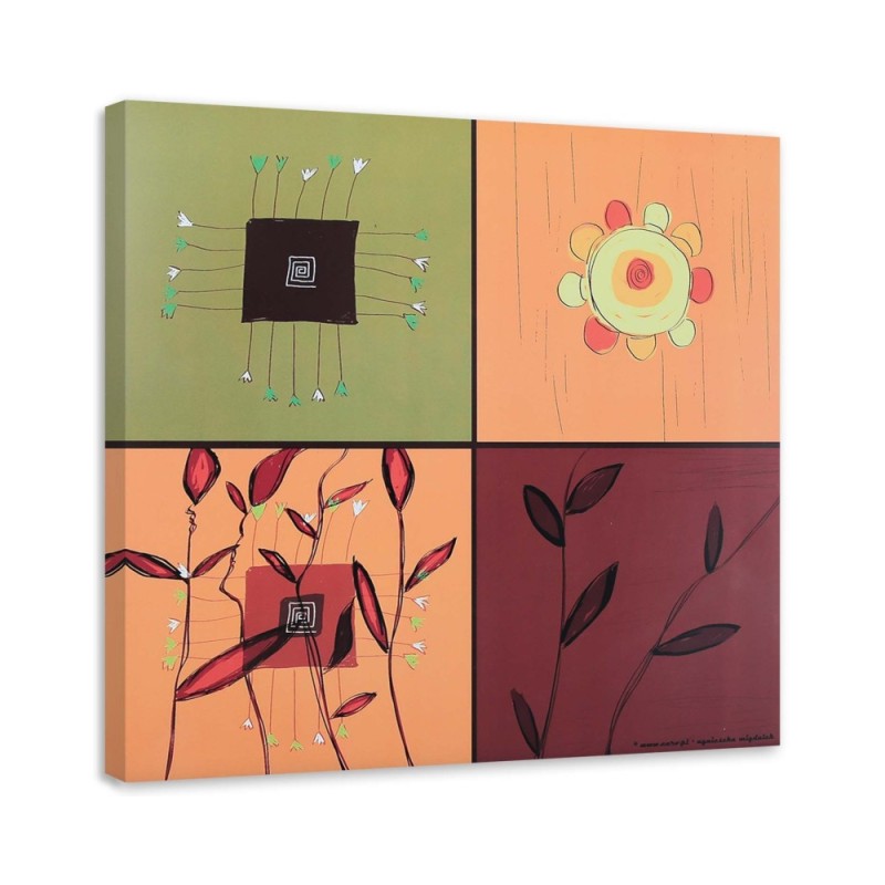 Leinwandbild modern - Collage aus bunten Blumen | Feeby