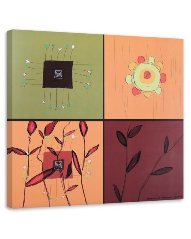 Leinwandbild modern - Collage aus bunten Blumen | Feeby