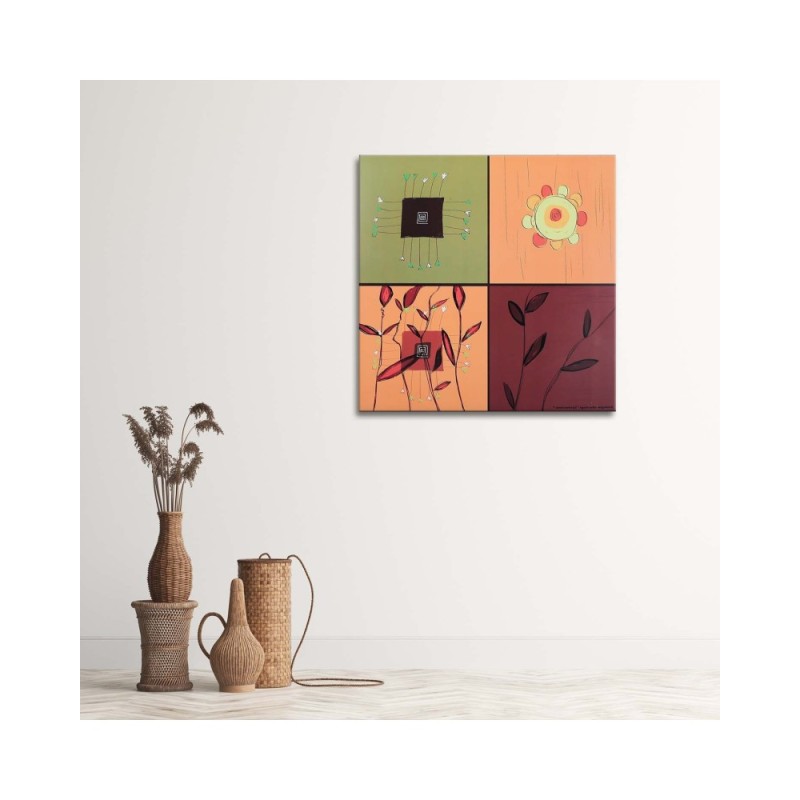 Leinwandbild modern - Collage aus bunten Blumen | Feeby
