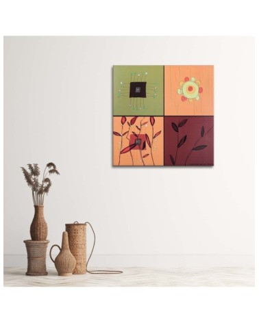 Leinwandbild modern - Collage aus bunten Blumen | Feeby