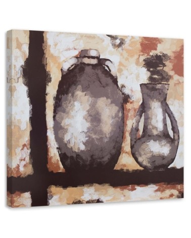 Leinwandbild - Tonkrüge auf einem Schrank | Feeby