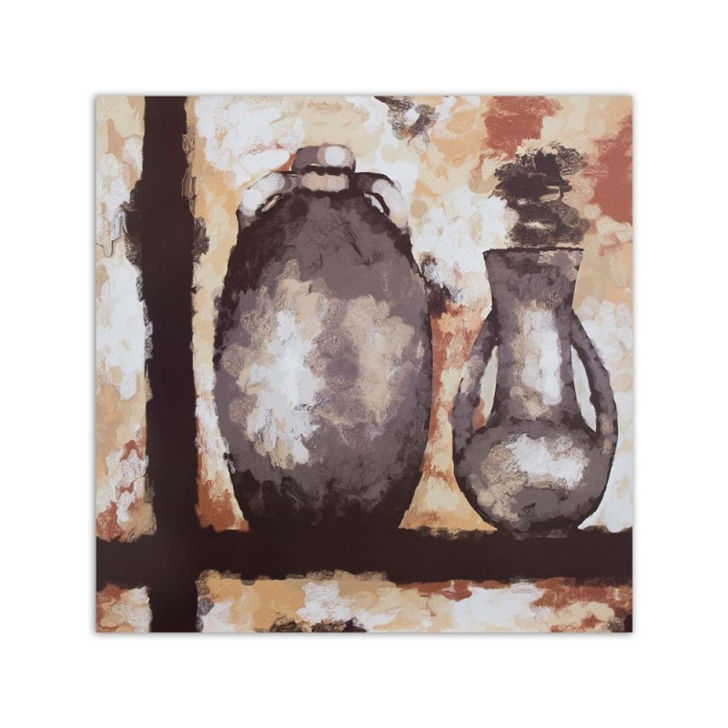 Leinwandbild - Tonkrüge auf einem Schrank | Feeby