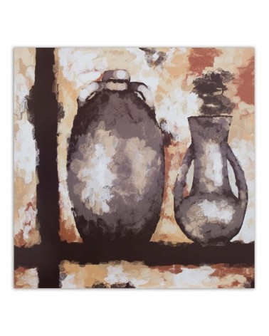 Leinwandbild - Tonkrüge auf einem Schrank | Feeby